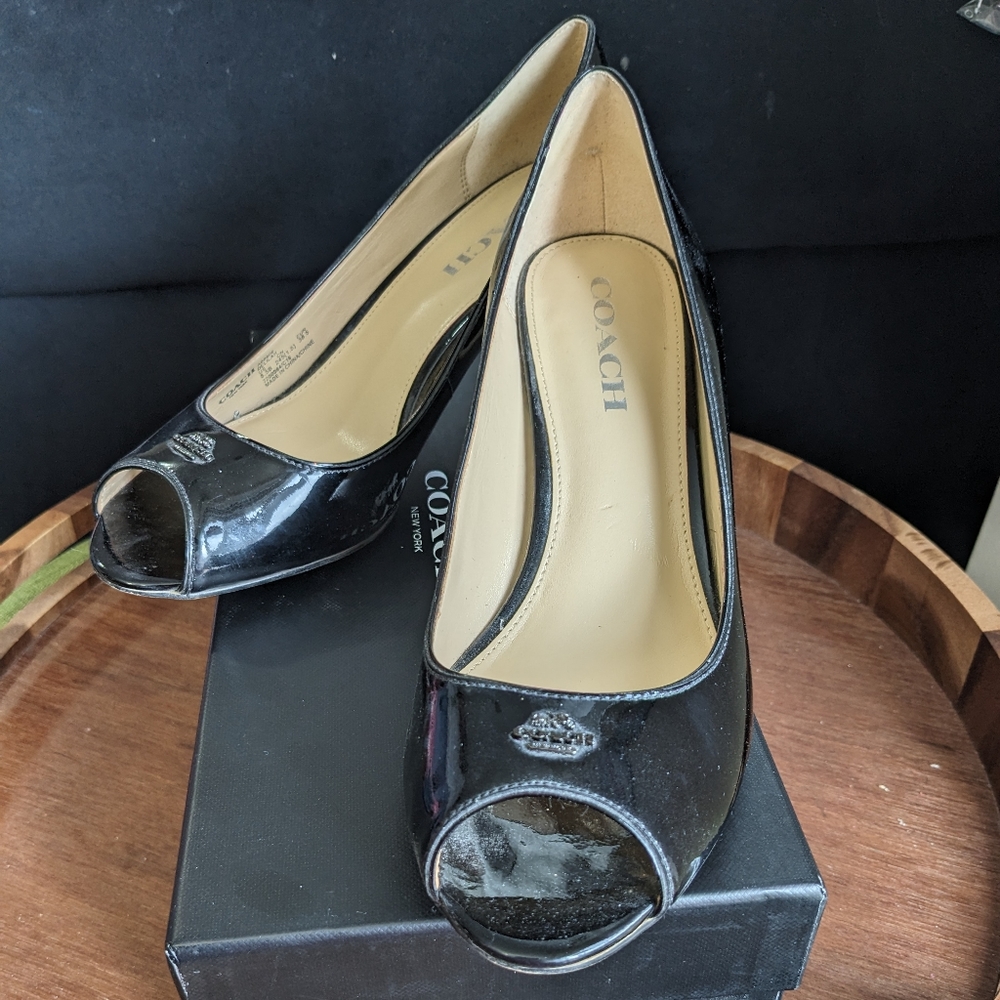 Coach black patent leather shoes, size 8.5